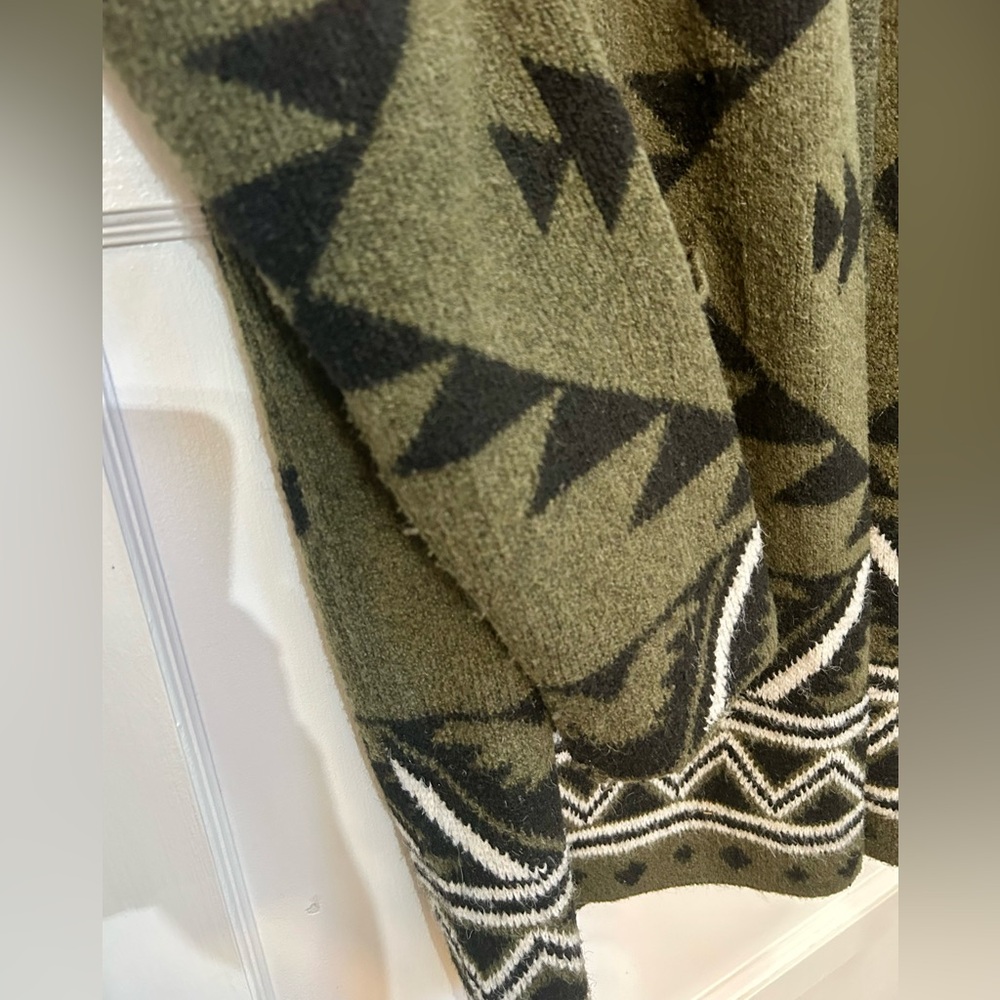 Frye Aztec Tribal Cardigan Sweater XL  – Olive/Black - Picture 4 of 7